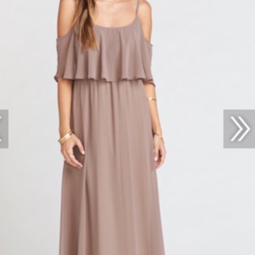 Show Me Your MuMu Bridesmaid dress in Dune.